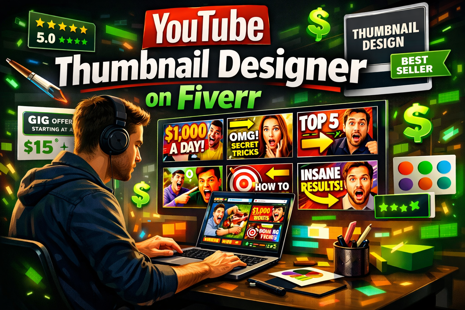 YouTube Thumbnail Designers on Fiverr